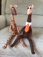 animals and toys made by Barbara Bennett during her convalescence after having a complete knee replacement in April 2021.